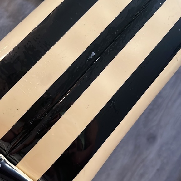 Kate Spade Vinyl Zip Tote Cream and Black Striped - Picture 14 of 15